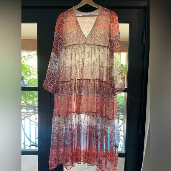 Christy Dawn Indian floral multicolour & gold summer dress - Picture 5 of 10